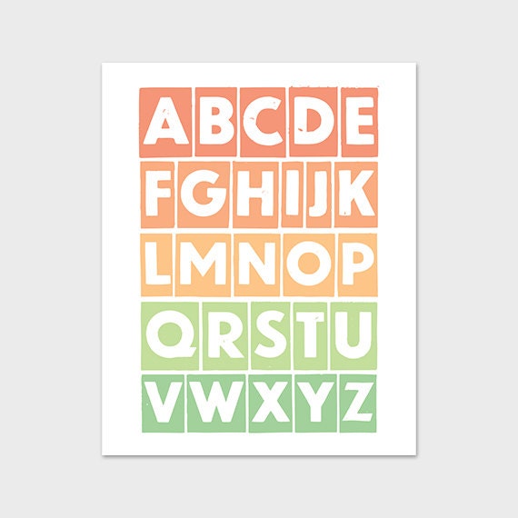 Items similar to 8x10 Art Print, PRINTABLE Alphabet Nursery Art