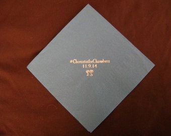 Personalized Beverage Napkins in Cheltenham Narrow Font, 25 50 100 or more Custom Foil Stamped Party Napkins Wedding Favors Bridal Shower #