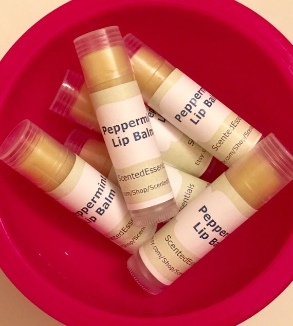Peppermint and Natural Lip Balm by ScentedEssentials on Etsy