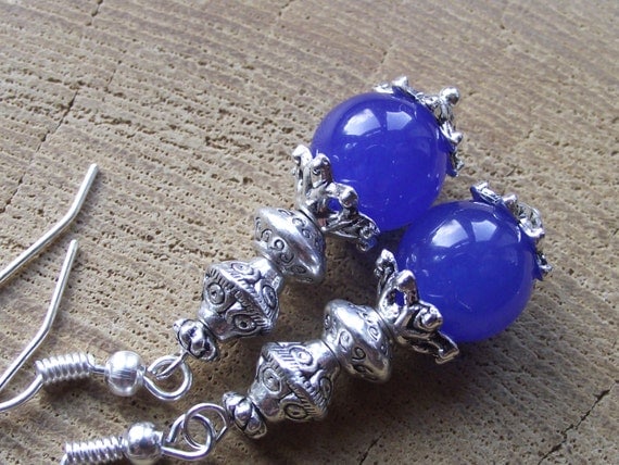 Bright Blue Sapphire Semi Precious Gemstones Tibetan Silver