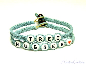 Light Blue Bracelet Set, Tree Hugger Hemp Jewelry, Black Friday Cyber Monday Sale