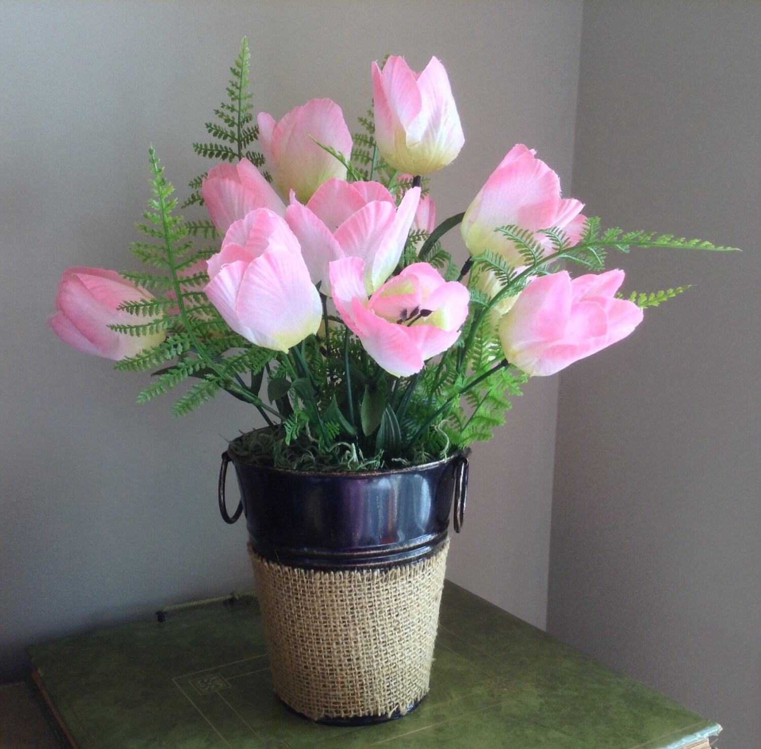Tulip Flower Arrangement Tulip Floral Tabletop by NauticoCreations