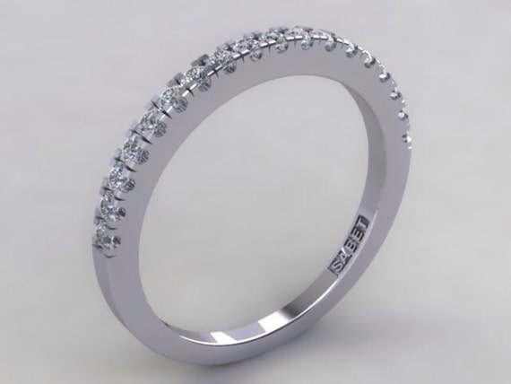 Diamond Wedding Band 18k White Gold Half Way Round FSI1 Diamonds ...