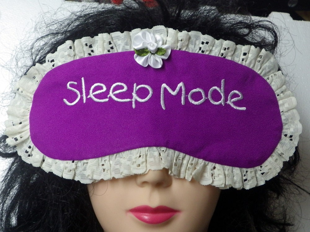 Embroidered Sleep Mask Eye Mask with eyelet lace Purple Pink