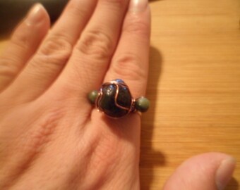 apache tear obsidian wedding ring