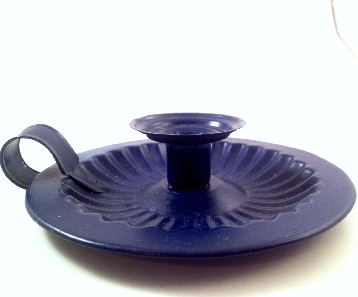 Vintage Tin Blue Round Candle Holder by RedTradingPost on Etsy