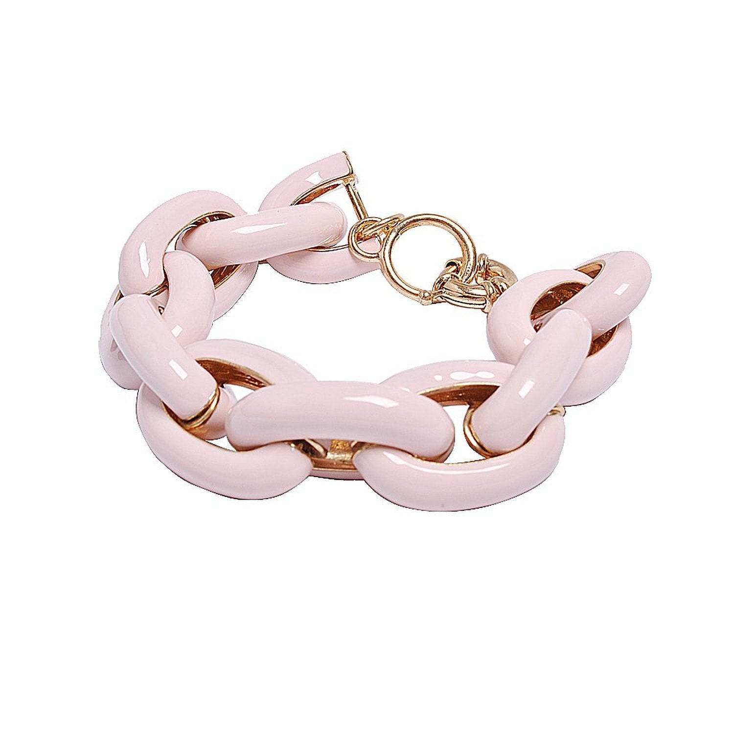 Chunky Exaggerated Pale Pink Link Chain Bracelet Statement