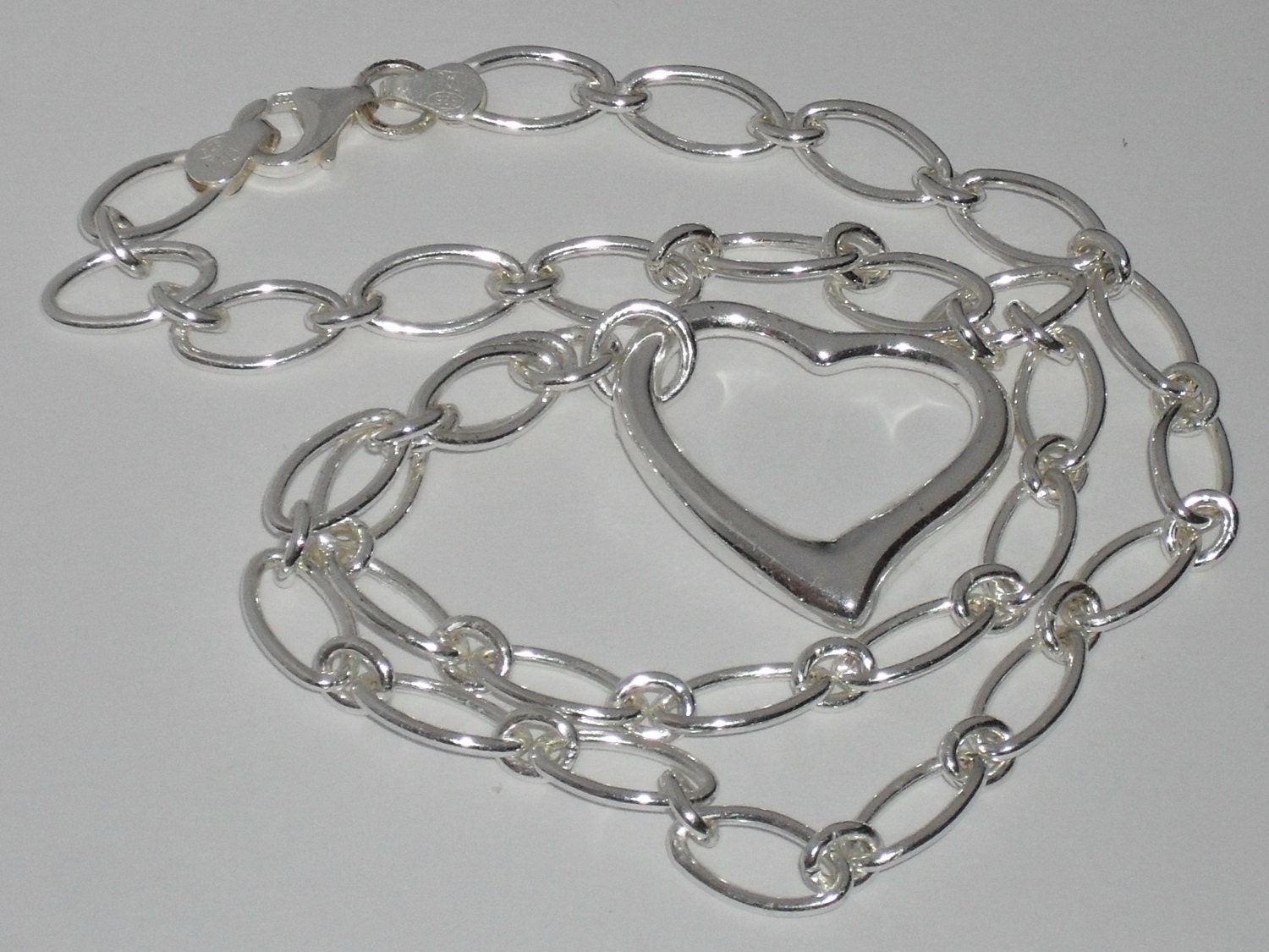 925 Sterling Silver Open Heart Necklace Haute Juice