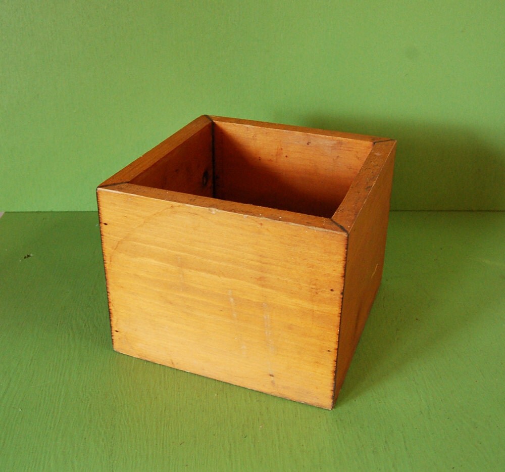 Vintage Wooden Box, Square Wood Shelf Box, Planter Box – Haute Juice