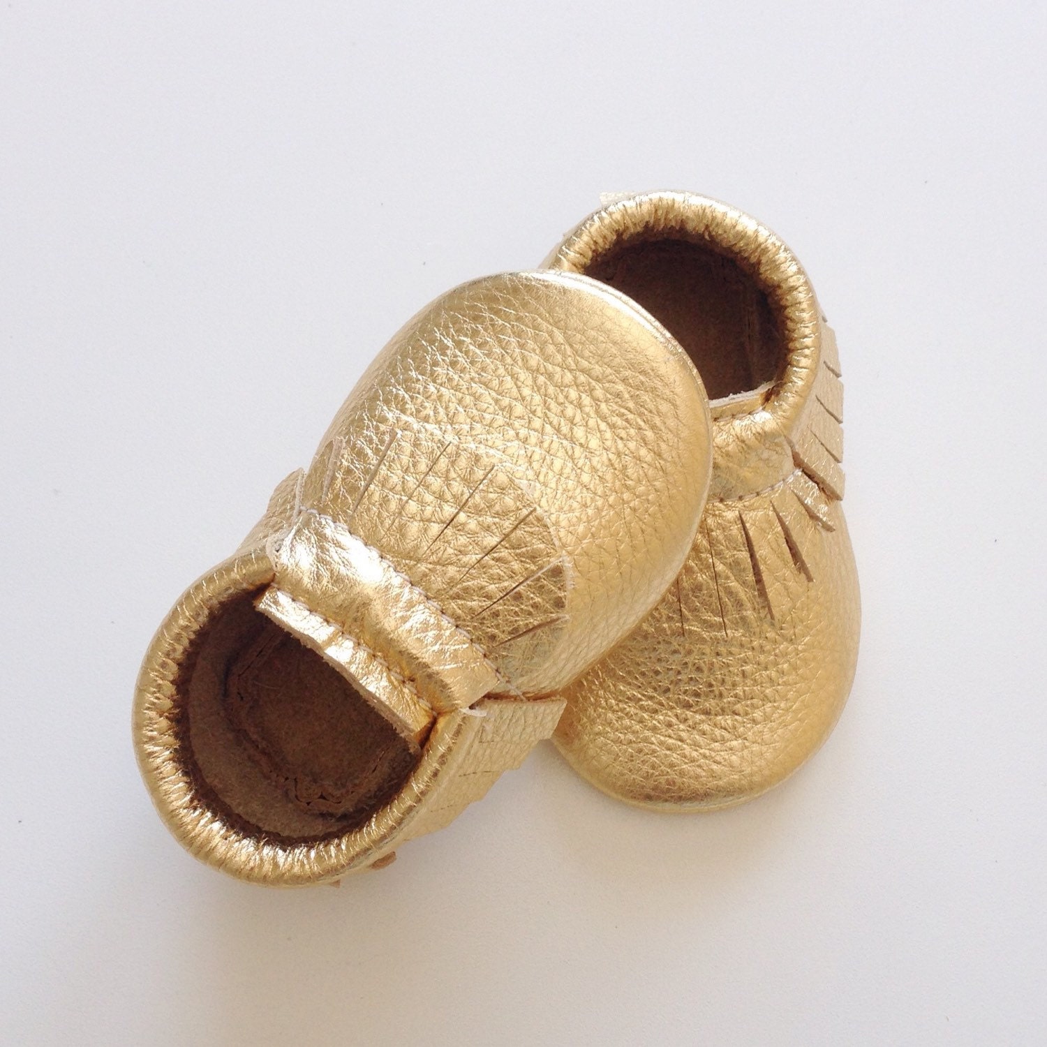 Gold Leather Baby Moccasins