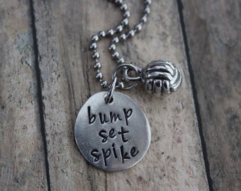 Volleyball Necklace, Volleyball Gift, Bump Set Spike, Volleyball Mom, Coach's Gift, Volleyball Jewelry, Gifts for Her, Senior Volleyball