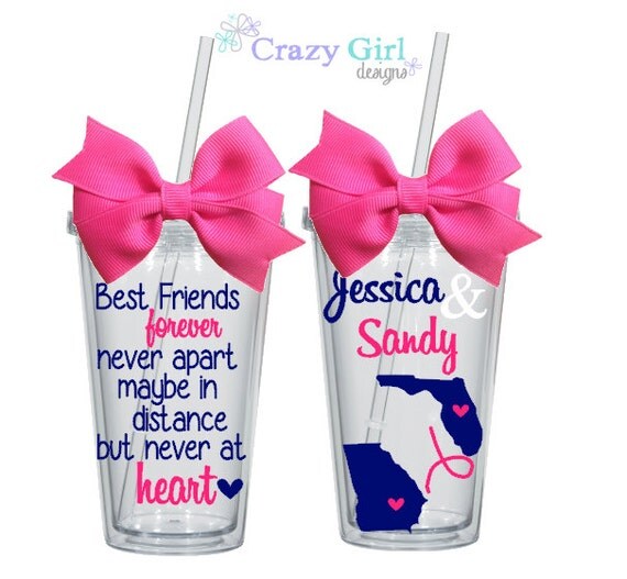 Personalized Best Friends Tumbler with Straw 16 oz