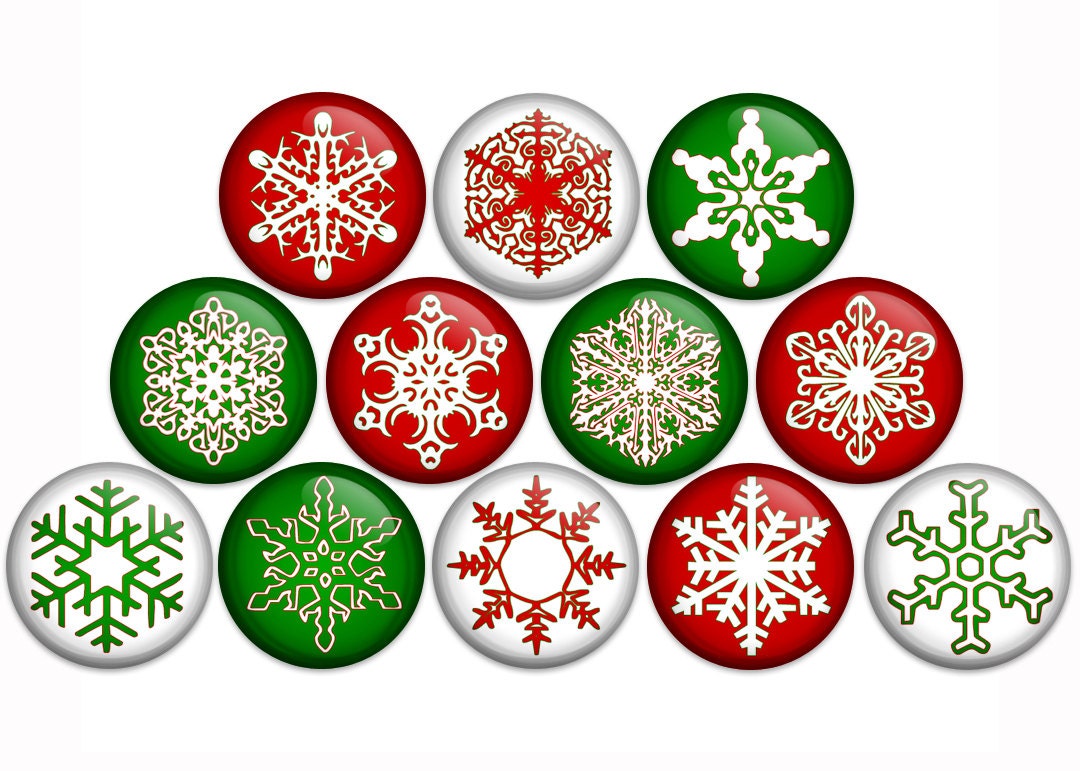 Christmas Pin Back Button Snowflake Pin 1 inch Button Badge