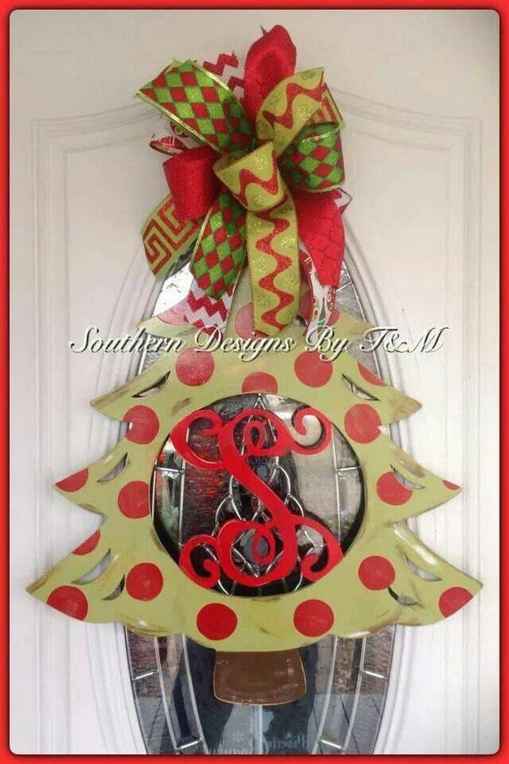 christmas tree initial door hanger wall hanger wall decor christmas tree initial door hanger wall hanger wall decor