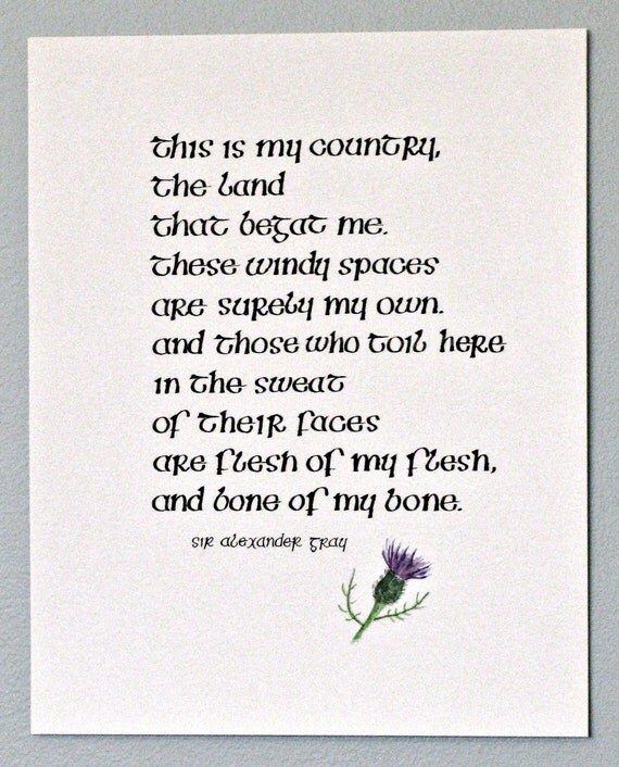 Scottish Poem Quote Calligraphy Scottish thistle Alexander
