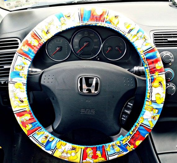 Steering Wheel Cover 14 inch made with Simpsons fabric