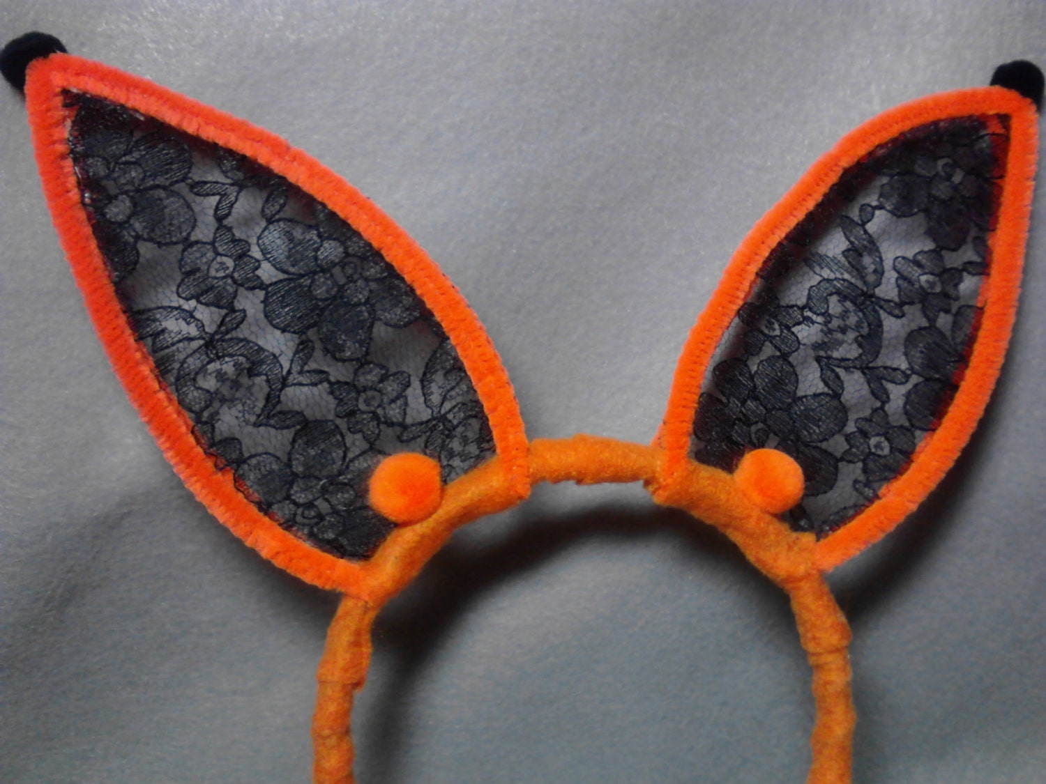 Orange And Black Lace Bunny Ears Headband By Notimeforcreativity