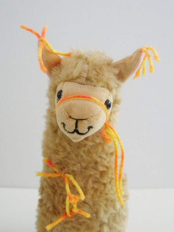Plush llama. Little Llama Decorated with Tassles by FoxHillLlamas