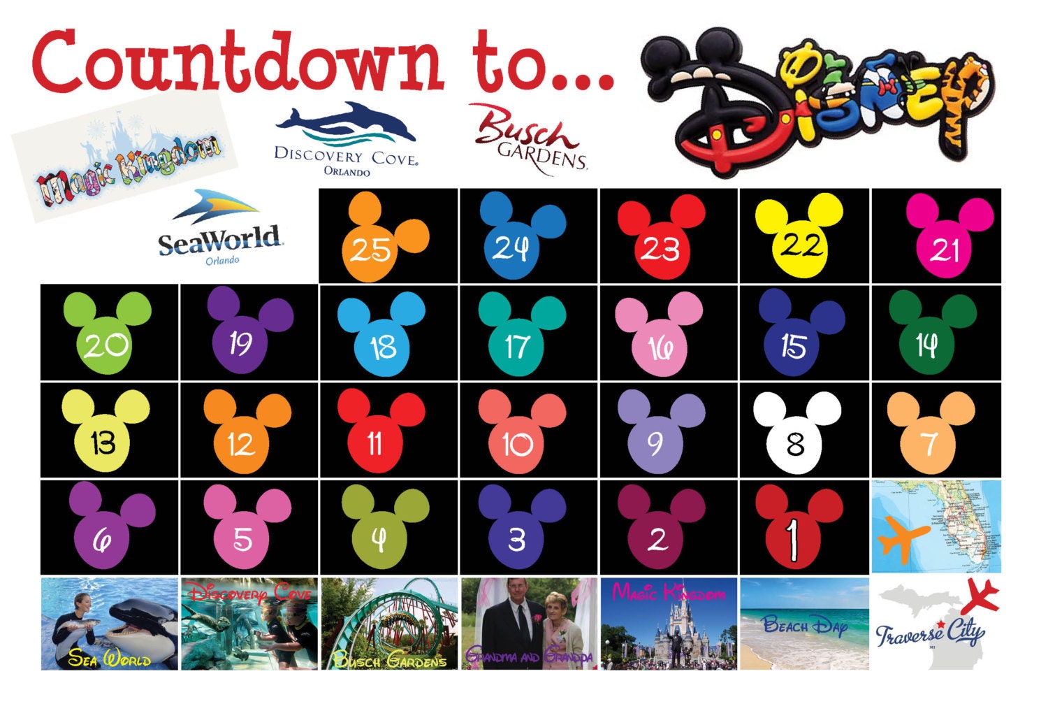 30 Day Countdown to Disney Trip Chart by CreativeNutMedia on Etsy