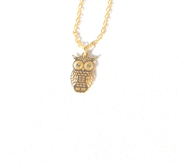 Gold Owl Necklace by MadeByDeaW on Etsy