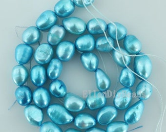 Baroque pearl Freshwater Pearl Potato Loose Pearl Sky Blue Color 8-9mm 36pcs Full Strand Item No-O.:BP014