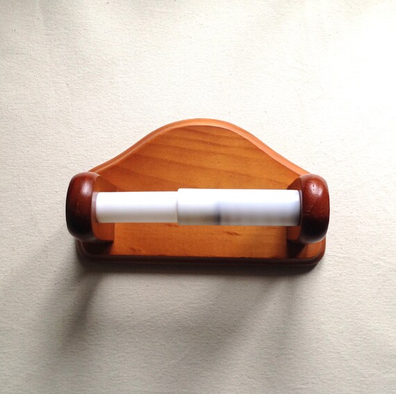 Vintage Pine Wood Wall Mounted Toilet Roll Holder by ComeToMyPlace