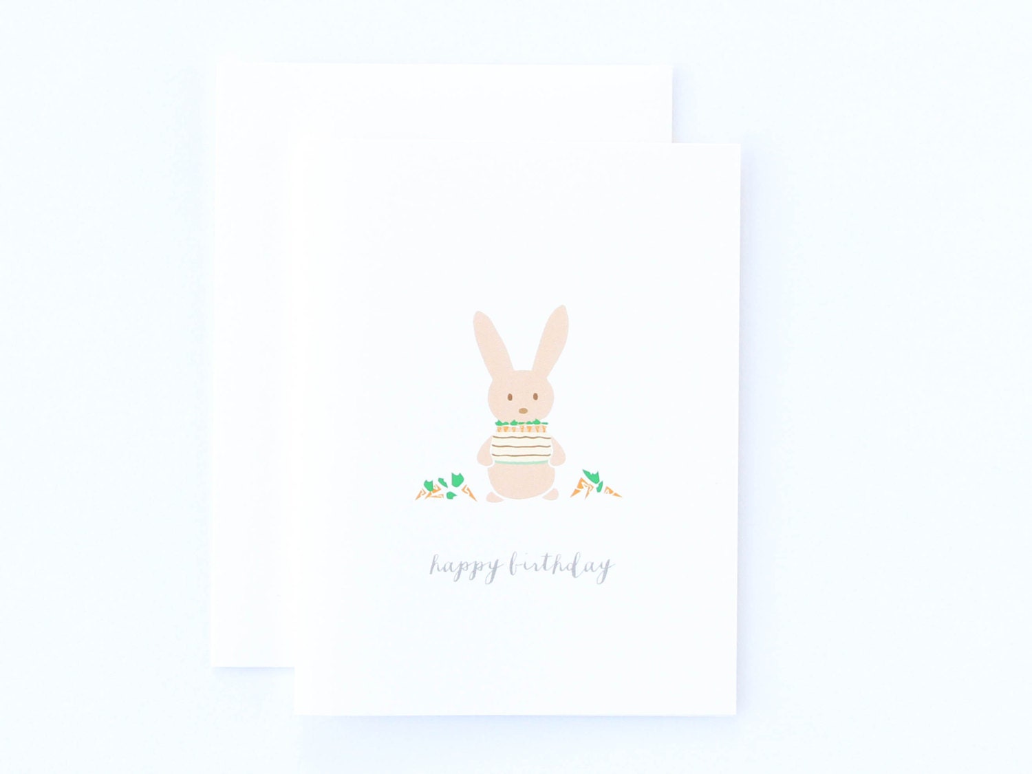 Bunny Birthday Card Carrot Cake Card Cute by PaulaAndWaffle