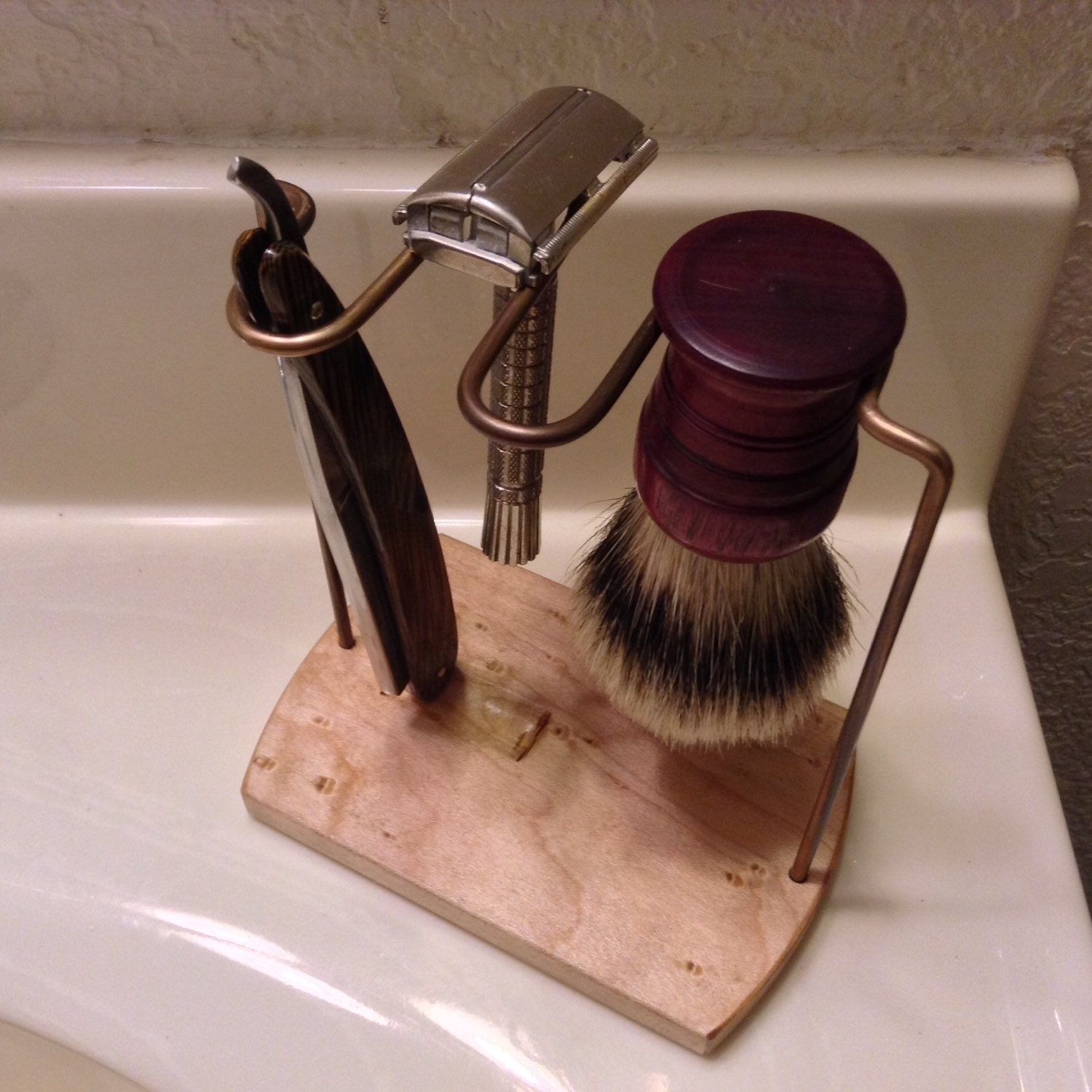 Handmade Stand for a Safety Razor Straight Razor and Shaving
