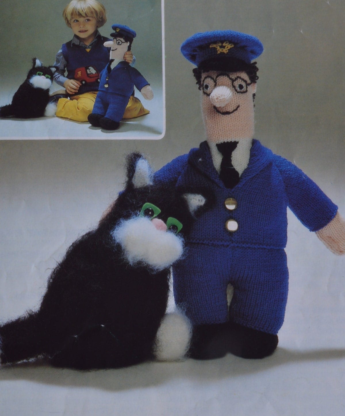 PDF knitted Postman Pat and his cat pattern vintage knitting pattern pdf down...
