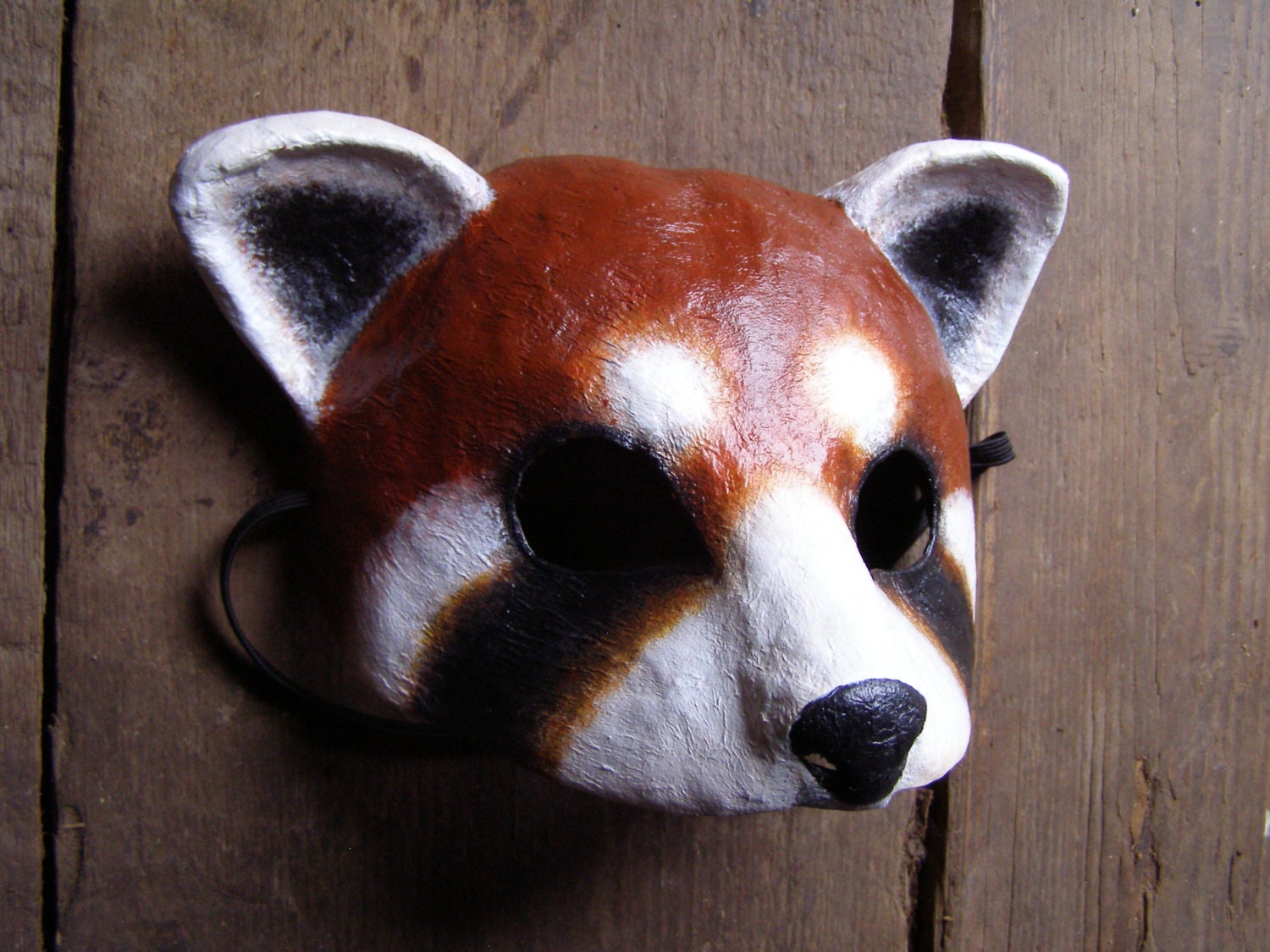 Red panda mask Paper mache mask Animal mask Masquerade mask