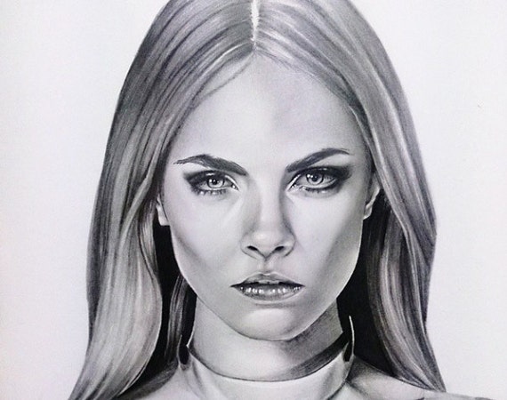  Cara  Delevingne  Bleistiftzeichnung 8 x 12