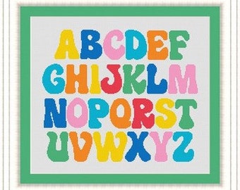 COLORS ALPHABET/ -Counted cross stitch pattern /grille point de croix ,Cross Stitch PDF, Instant download , free shipping