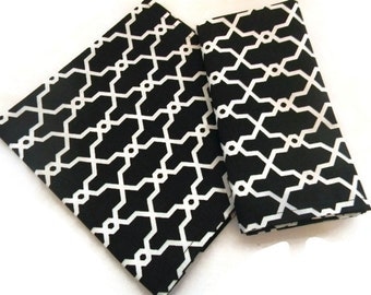 Black geometric napkins, Eco-friendly napkins ,Set of 2 Napkins, cotton fabric