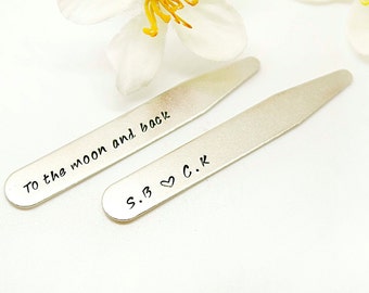 Personalized Collar Stays, Custom collar stays, Hand stamped men's collar stay, Gift, wedding gift - Best Gift for Husband and Boyfriend