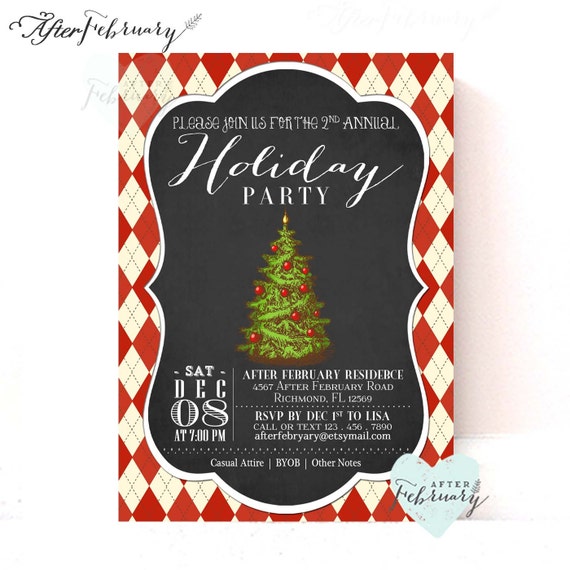 Christmas Party Invitation Holiday Invitation Custom