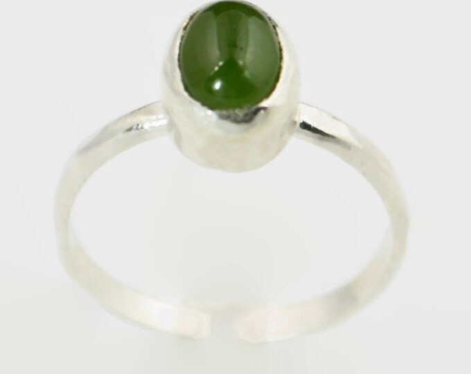 Silver Jade Ring, Jade Ring, Pure Jade Ring, Jade Jewelry, Green Ring, Natural Jade, Stacking Ring, Gemstone Ring, Nephrite Jade