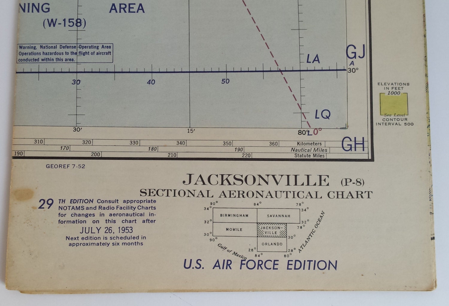 Jacksonville Sectional Aeronautical Chart by ThereAndBackVintage