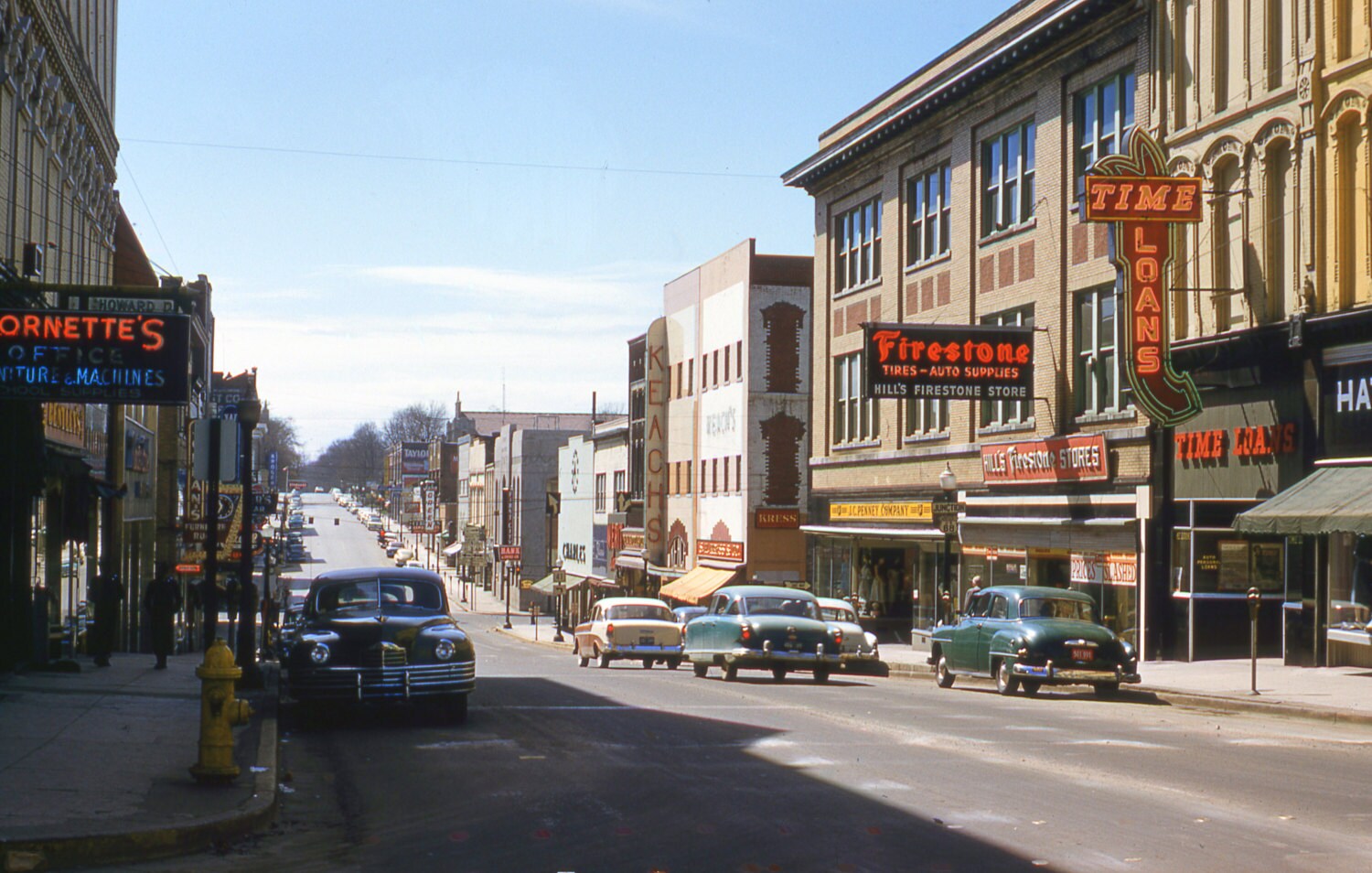 Hopkinsville Kentucky Street Scene 1955 from Kodachrome Slide