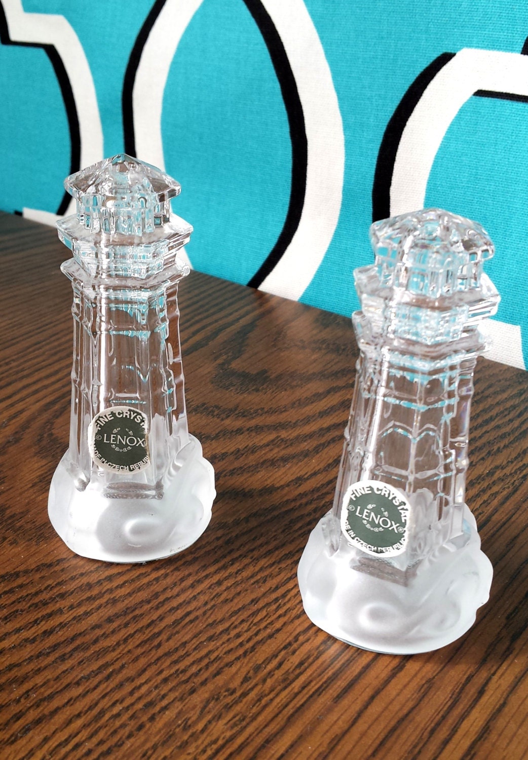 Fine crystal Lenox vintage salt and pepper shakers in by kaligram