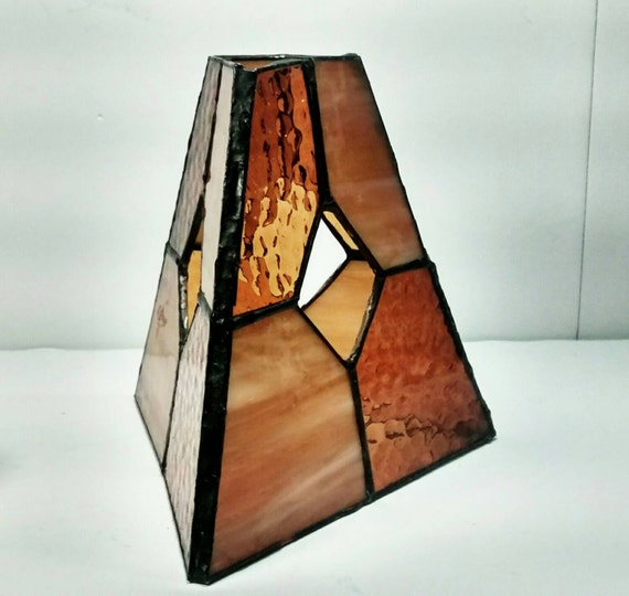 Stained Glass candle holder lamp shade. by redrummagesales on Etsy