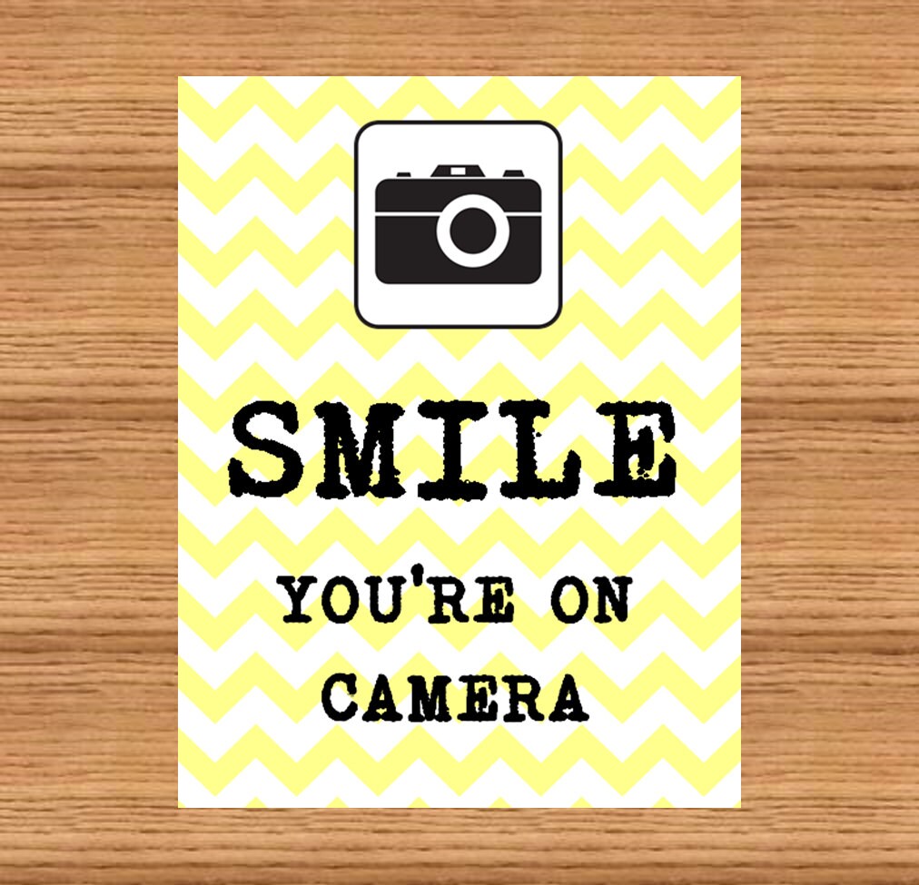 Smile You re On Camera Printable Sign PDF Instant