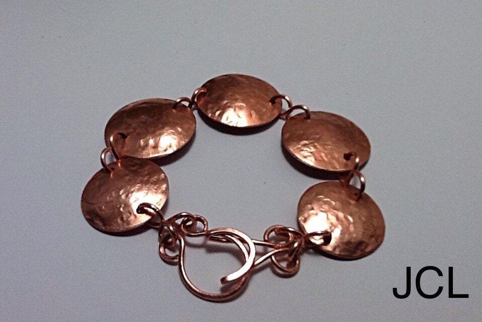 Hammered primitve style antiqued copper bracelet by JCLwire