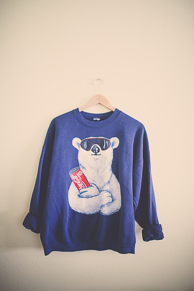 90's 80s Coca-Cola Polar Bear Ski Sweatshirt Oversized