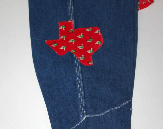 HALF PRICE ** Up-cycled Blue Jeans Christmas Stockings with Goose theme. Hunters Christmas Gift
