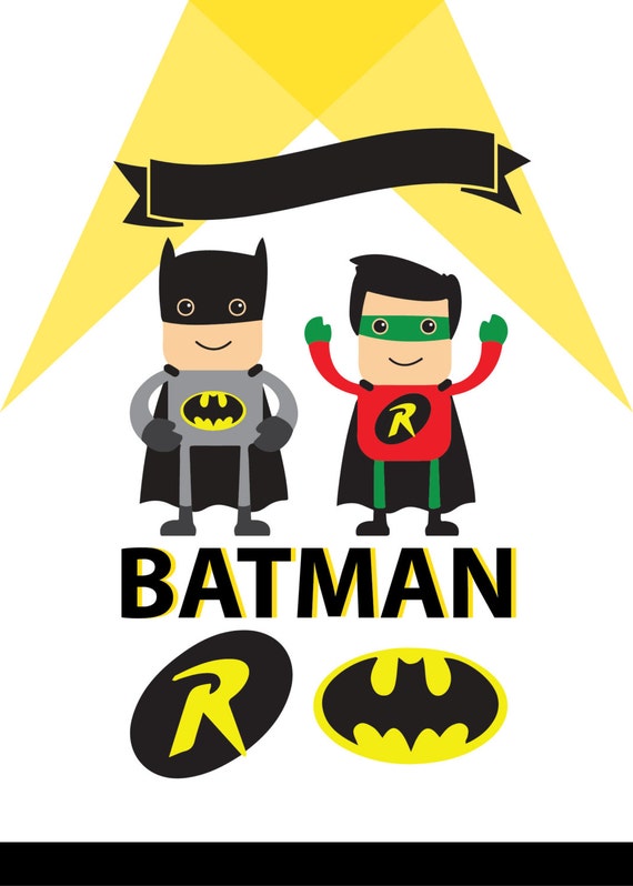 Download Items similar to BATMAN and ROBIN, superhero invitation ...