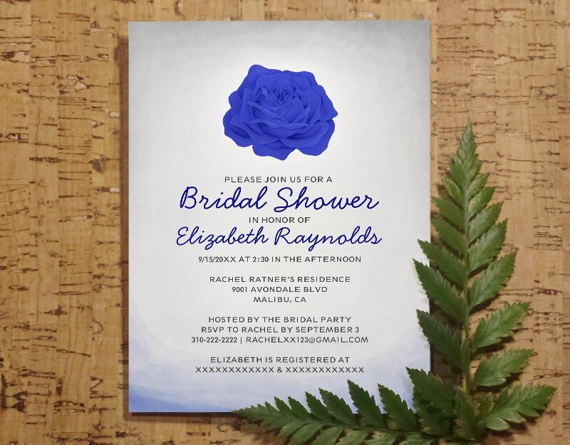 Trendy Floral Royal Blue Bridal Shower by InvitationSnob on Etsy