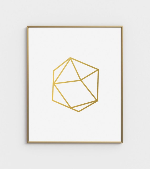 Geometric Print Gold Wall Art Gold Foil Print by ArteeCor on Etsy