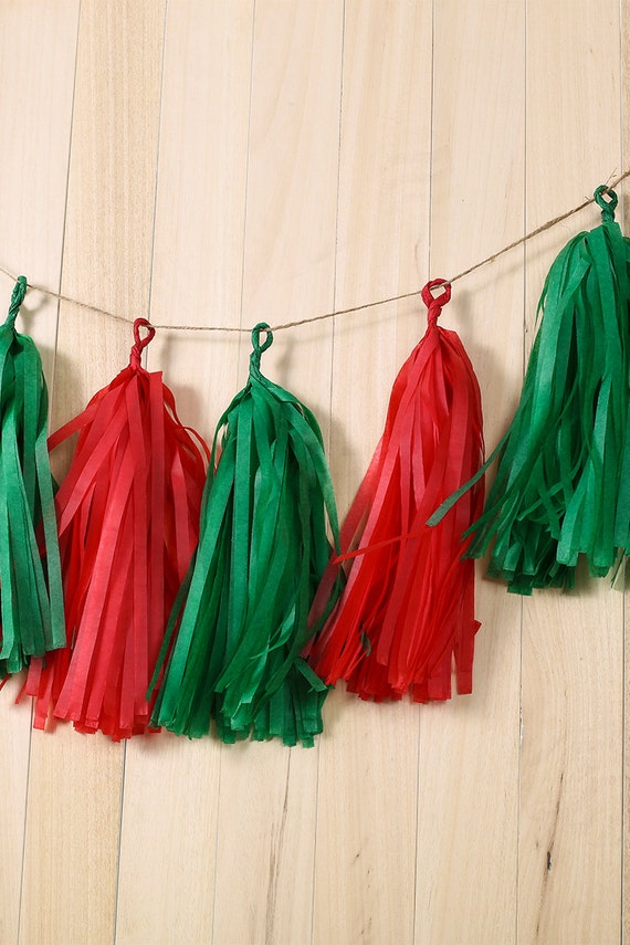 Items similar to Merry Christmas Tissue Paper GarlandRed & Green Paper