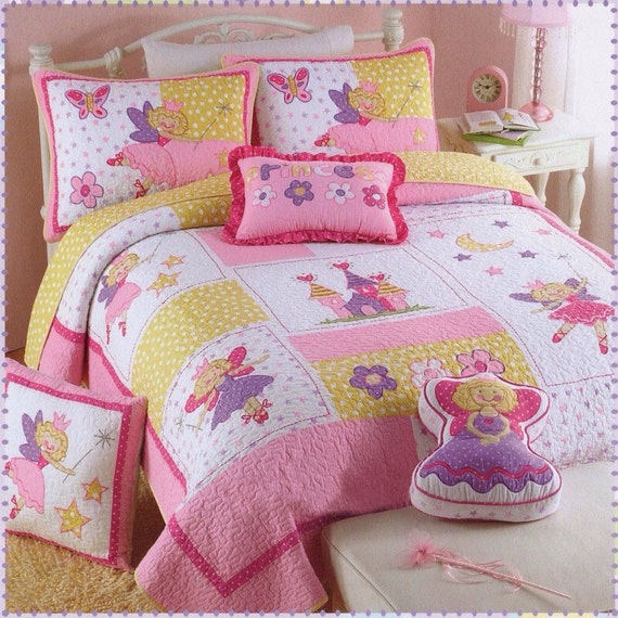 Princess kids patchwork quilt With one pillow by BalajiTraditions