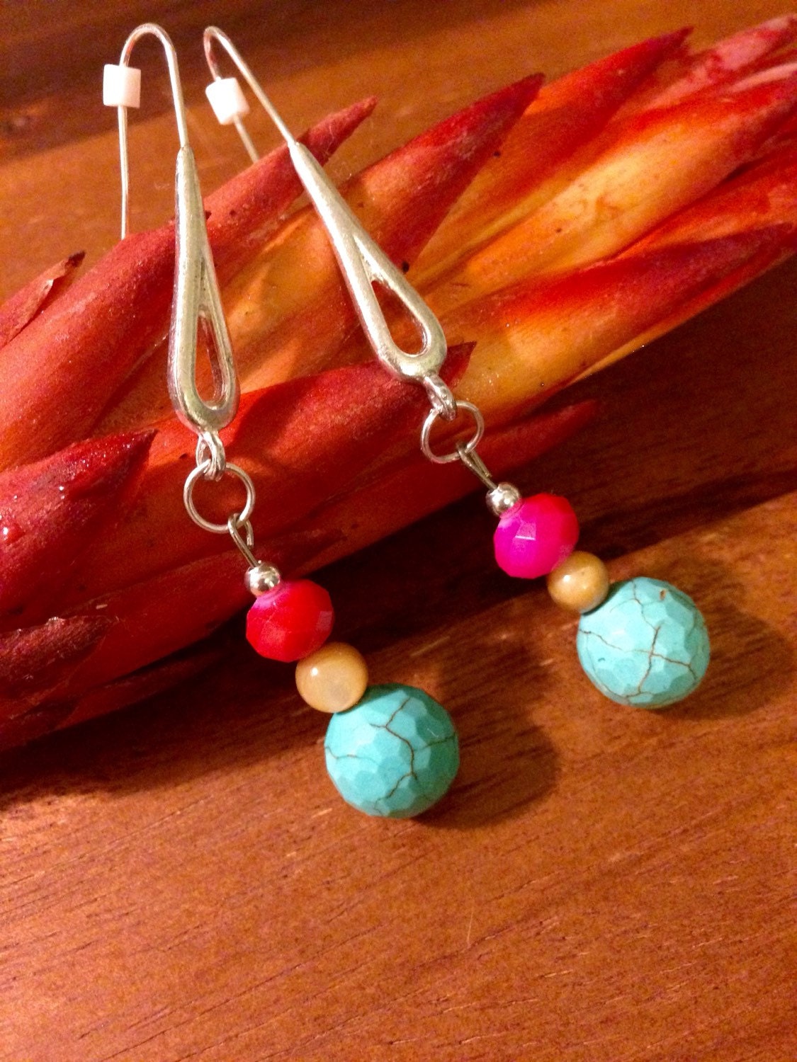 Set of colorful dangle vintage inspired earrings. by JupiterOak